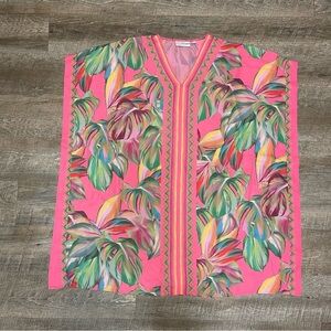 Women’s XS Belle by Kim Gravel Pink Yellow Kaftan Floral Cover